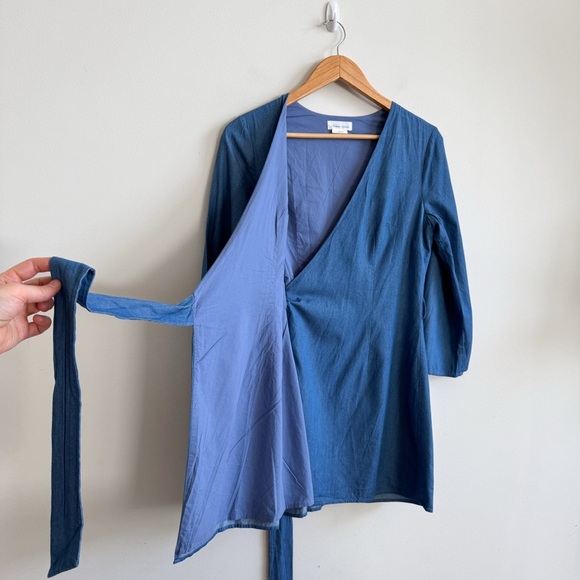 LOVERS + FRIENDS • Crush Wrap Mini Dress in Blue - Picture 9 of 10